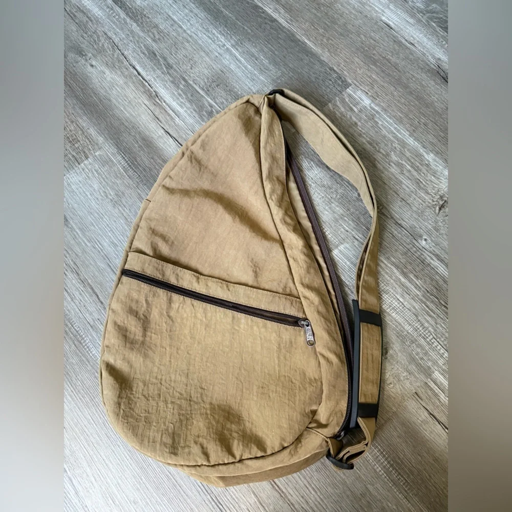 Ameri Bag Healthy Back Travel Bag Crossbody Sling Bag Canvas Brown Tan